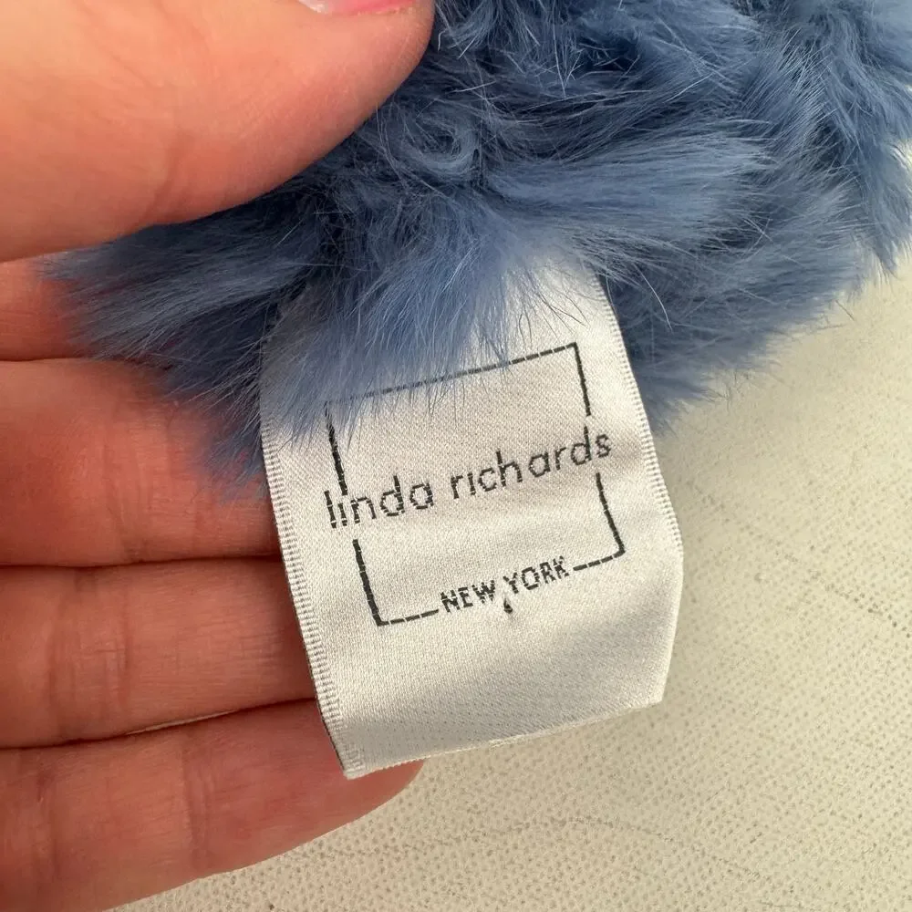NEW Linda Roberts Rex Rabbit Fur Hand Warmers Blue Fingerless